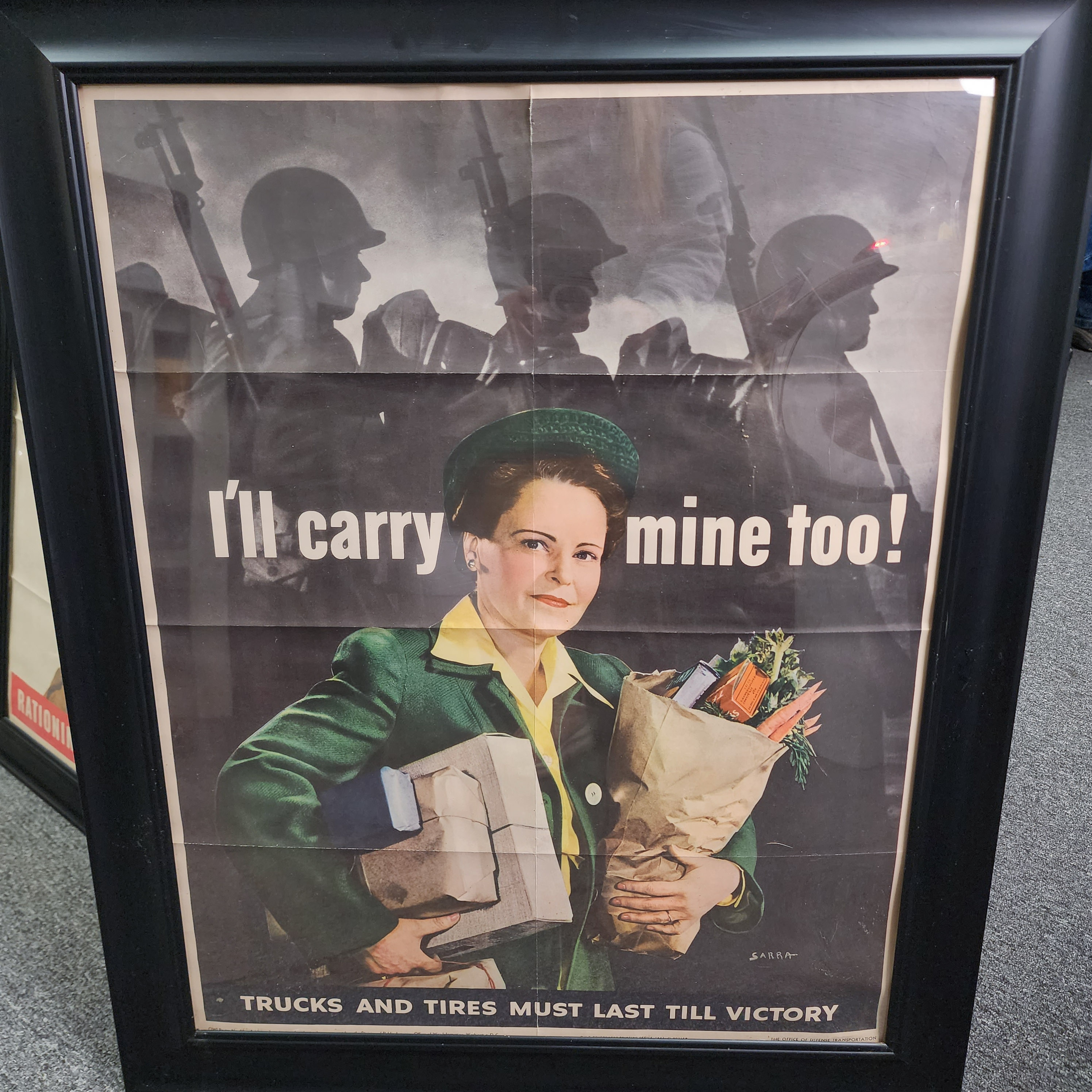 Original WW2 Poster - I'll Carry Mine Too! Framed 28x40 Vintage Military Art 🪖 - Picture 2 of 8